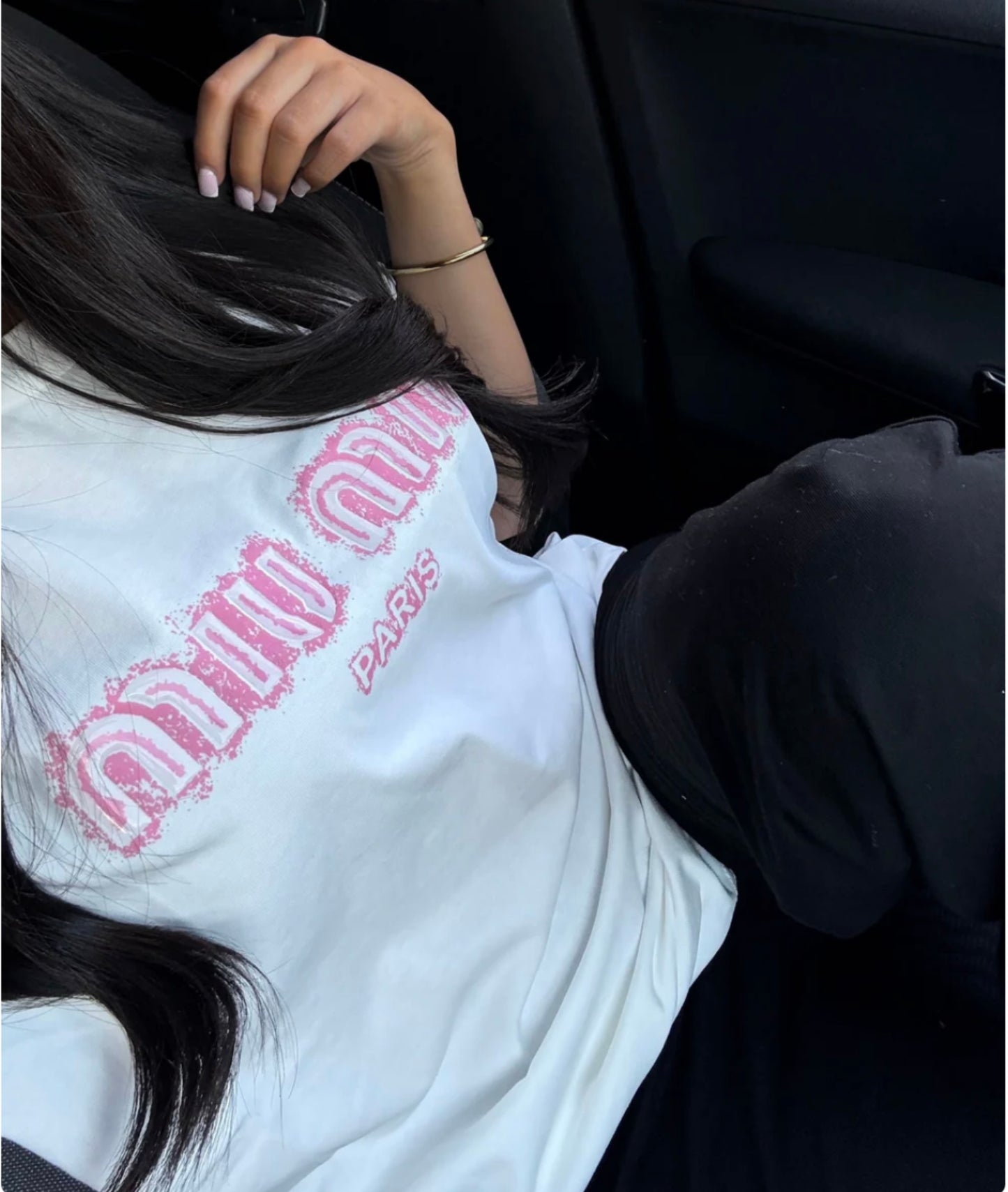 T-SHIRT MIU MIU BLANC AVEC LOGO ROSE