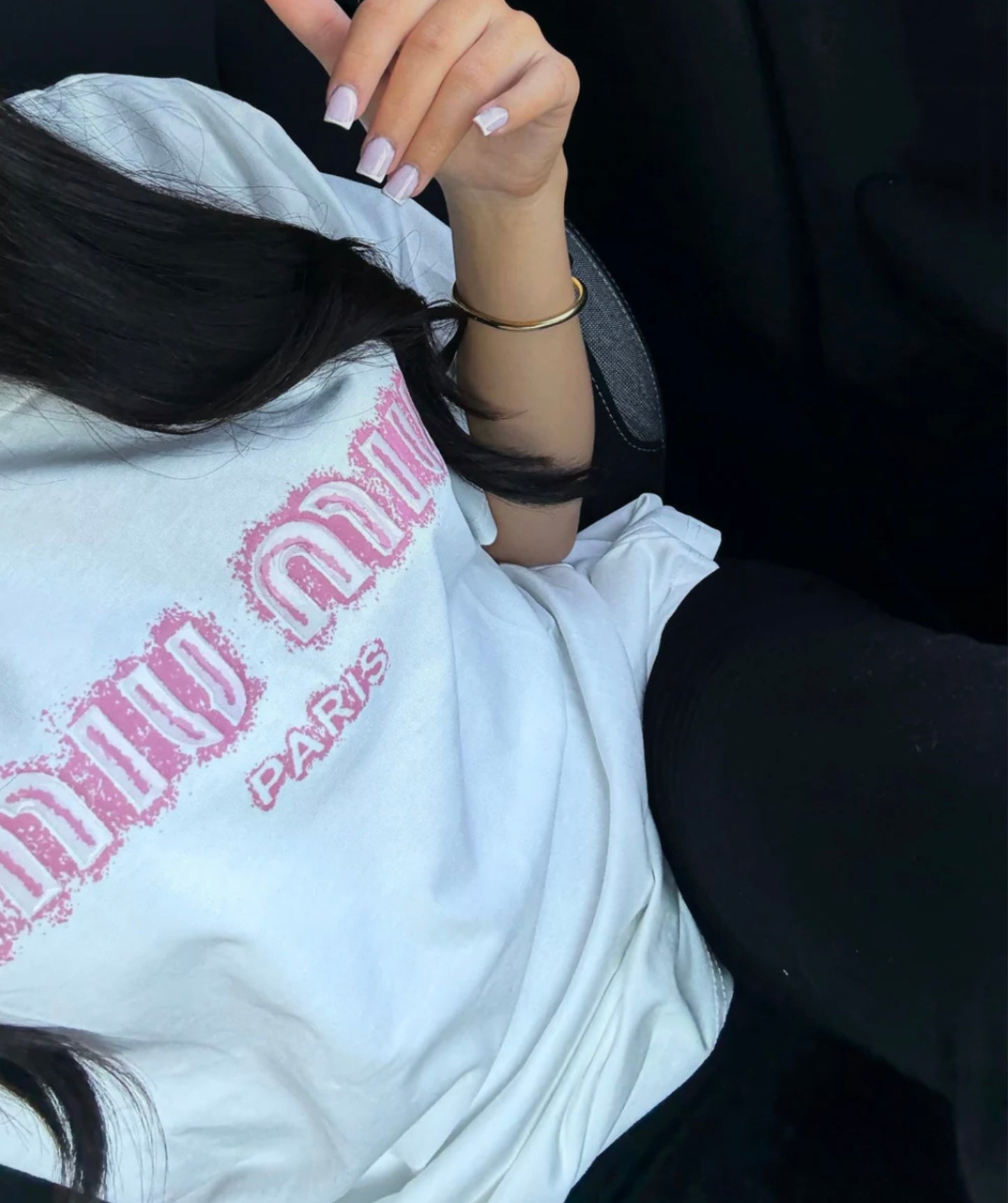 T-SHIRT MIU MIU BLANC AVEC LOGO ROSE