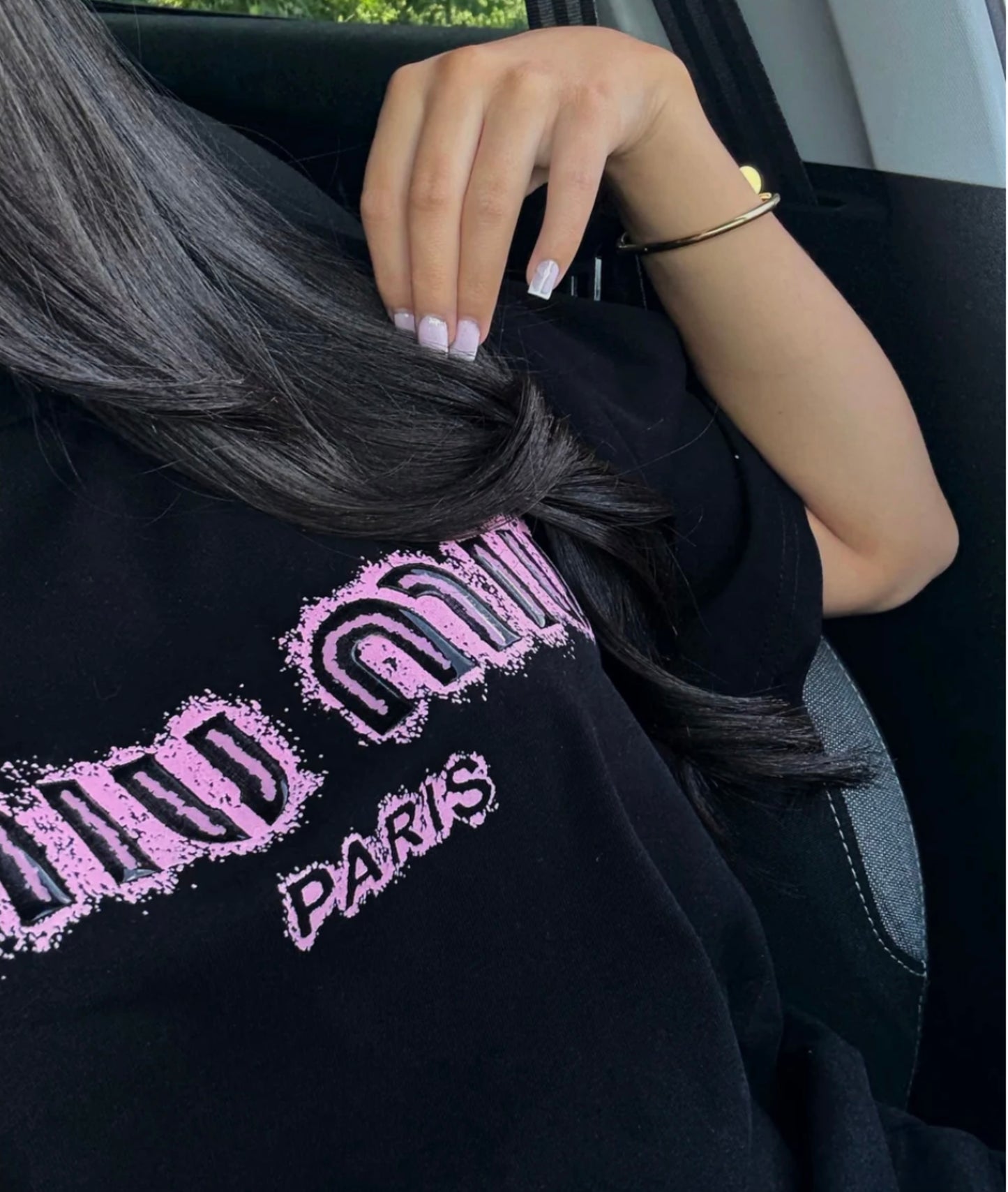T-SHIRT MIU MIU NOIR AVEC LOGO ROSE