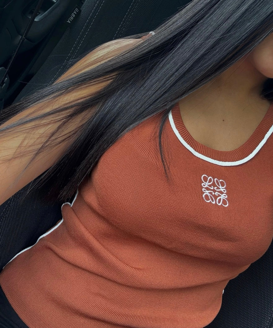 LOEWE BROWN TOP WITH BORDER