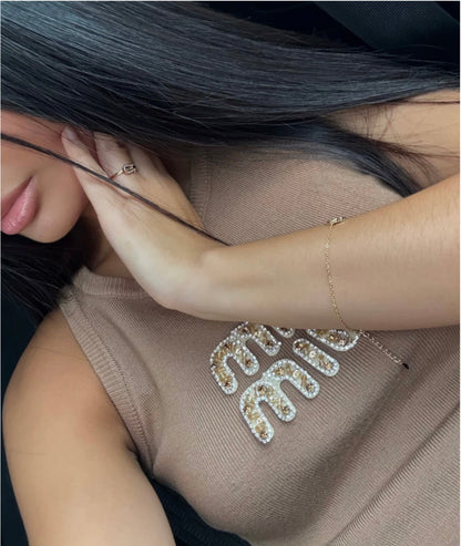 TOP MIU MIU MARRON AVEC LOGO BRODÉ DORÉ